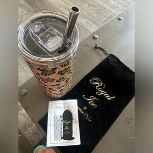 Jacqueline Kent Bubbles & Bling Tumbler Wild Thing Leopard Gold Tone 20